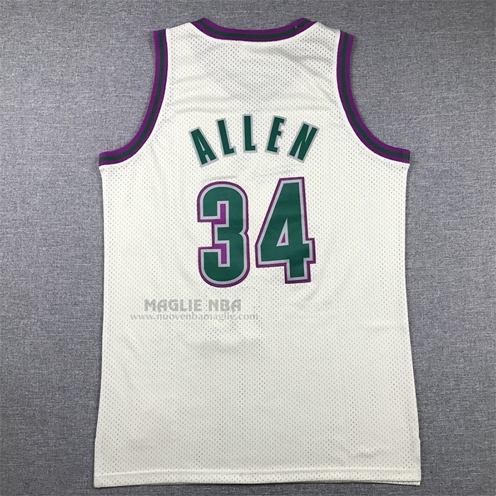 Maglia
 Ray Allen NO 34 Milwaukee Bucks Mitchell & Ness Chainstitch Crema
